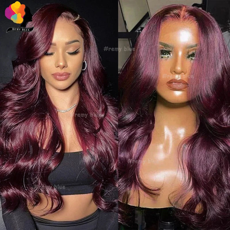 Burgundy 99J Body Wave Lace Frontal Wig – 13x6 HD Lace Human Hair