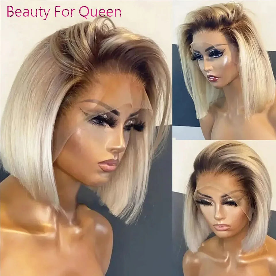 13x6 HD Lace Frontal Bob Wig | 180% Density Ombre Blonde Human hair