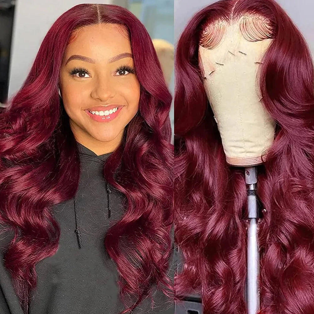 28-Inch Synthetic Body Wave Lace Front Wig - HD Transparent Lace - Heat Resistant Fiber