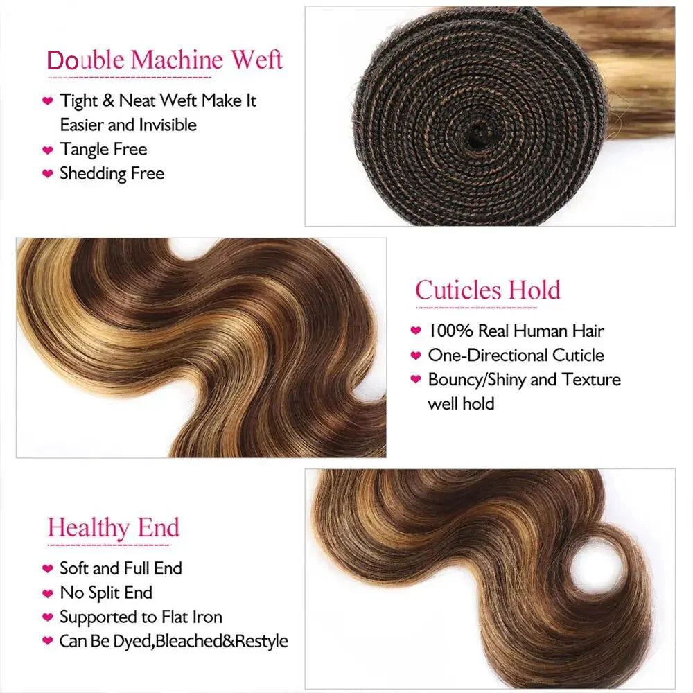 Luxury 16A Ombre Brazilian Body Wave Bundles – Premium Unprocessed Human Hair Extension