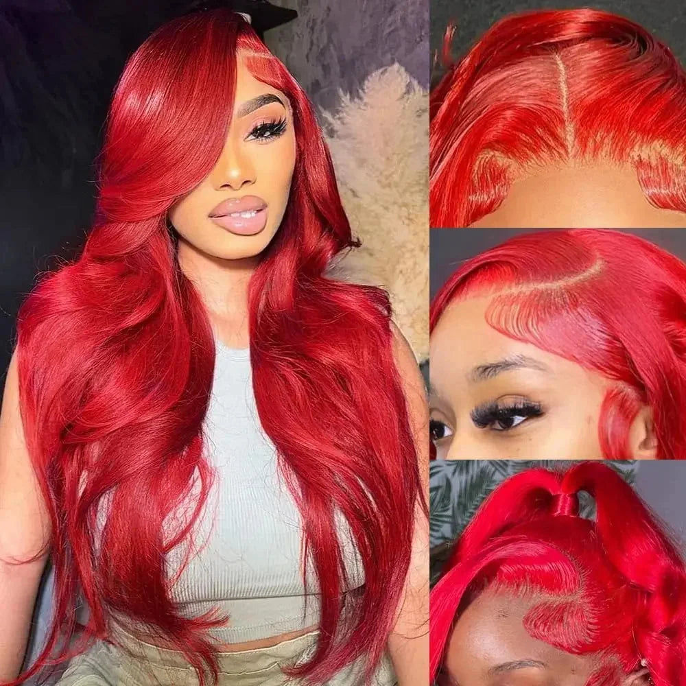 Vibrant Red Body Wave – 13x6 HD Lace Frontal Human Hair Wig