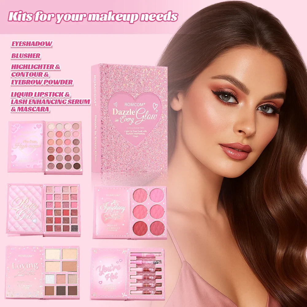All-In-One Makeup Book – Full Face Palette (Eyes, Blush, Contour & Lip Gloss) 5-Layer Makeup Book – Complete Glam Kit