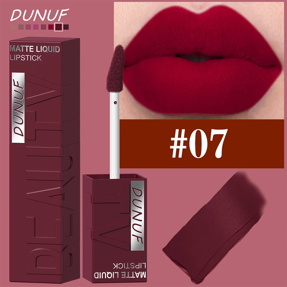 DUNUF Smooth Velvet Matte Lipstick – 3D Plumping & Waterproof