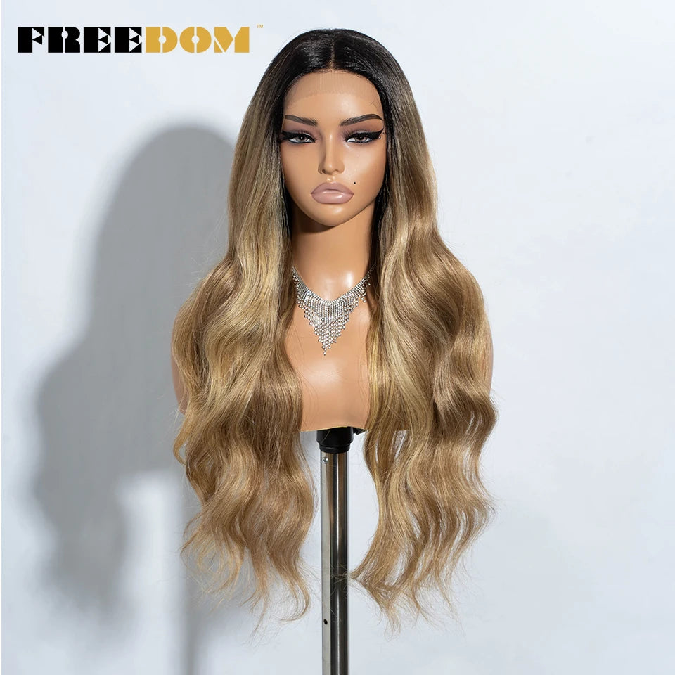 30" Long Wavy Synthetic Lace Front Wig - Freedom Body Wave Middle Part (Multi-Color)