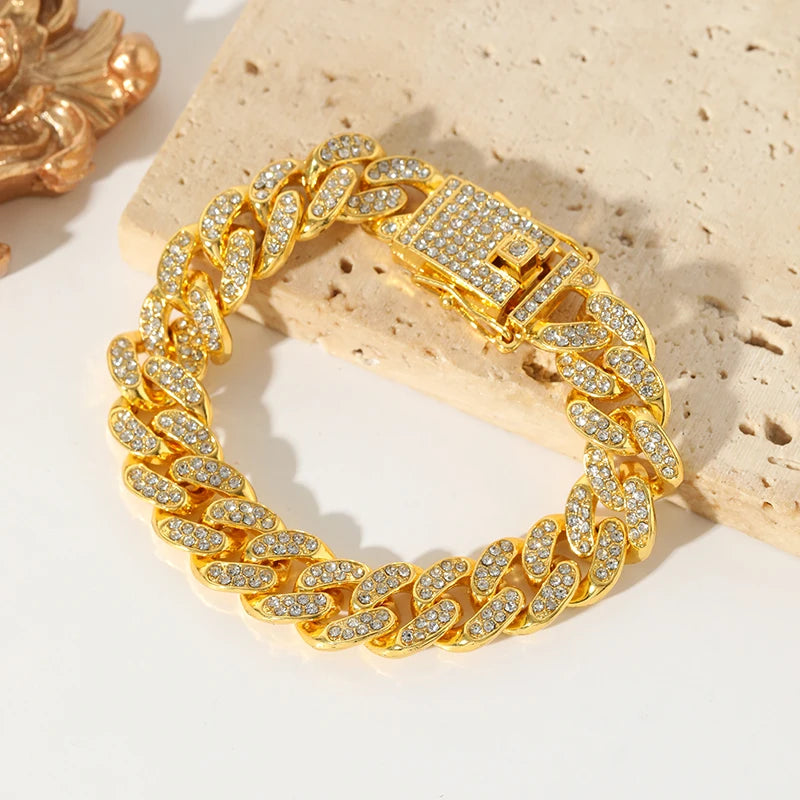 Gold Plated Stainless Steel Cuban Link Bracelet | Waterproof Unisex Wrist Chain