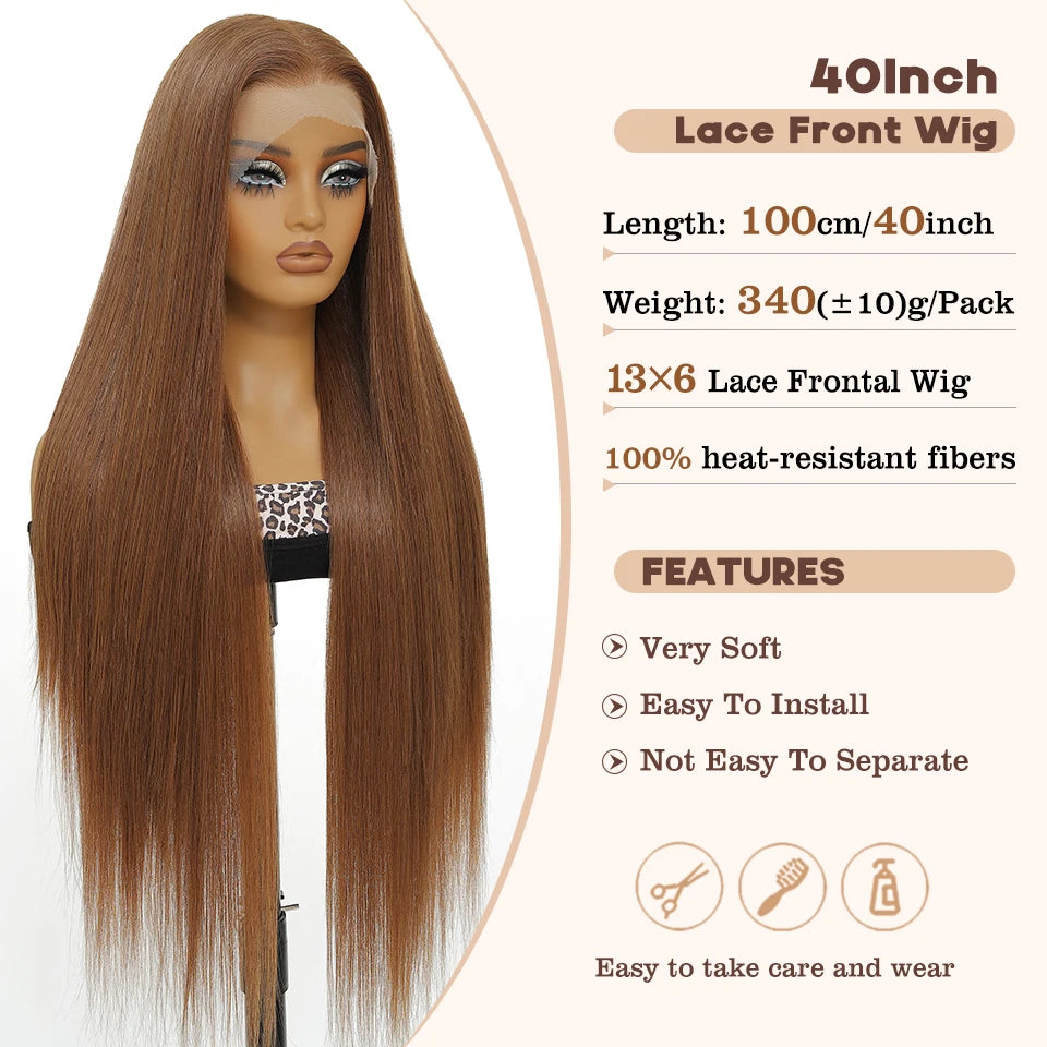 30" Straight 13x6 Lace Frontal – Natural Hairline Synthetic Wig