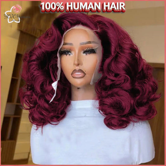 Burgundy Red #99J Loose Deep Wave Bob - 250% Density 13x4 HD Lace Front Human Hair Wig