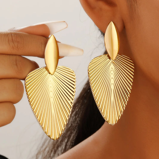 Aurelia" Textured Metal Leaf Drop Earrings