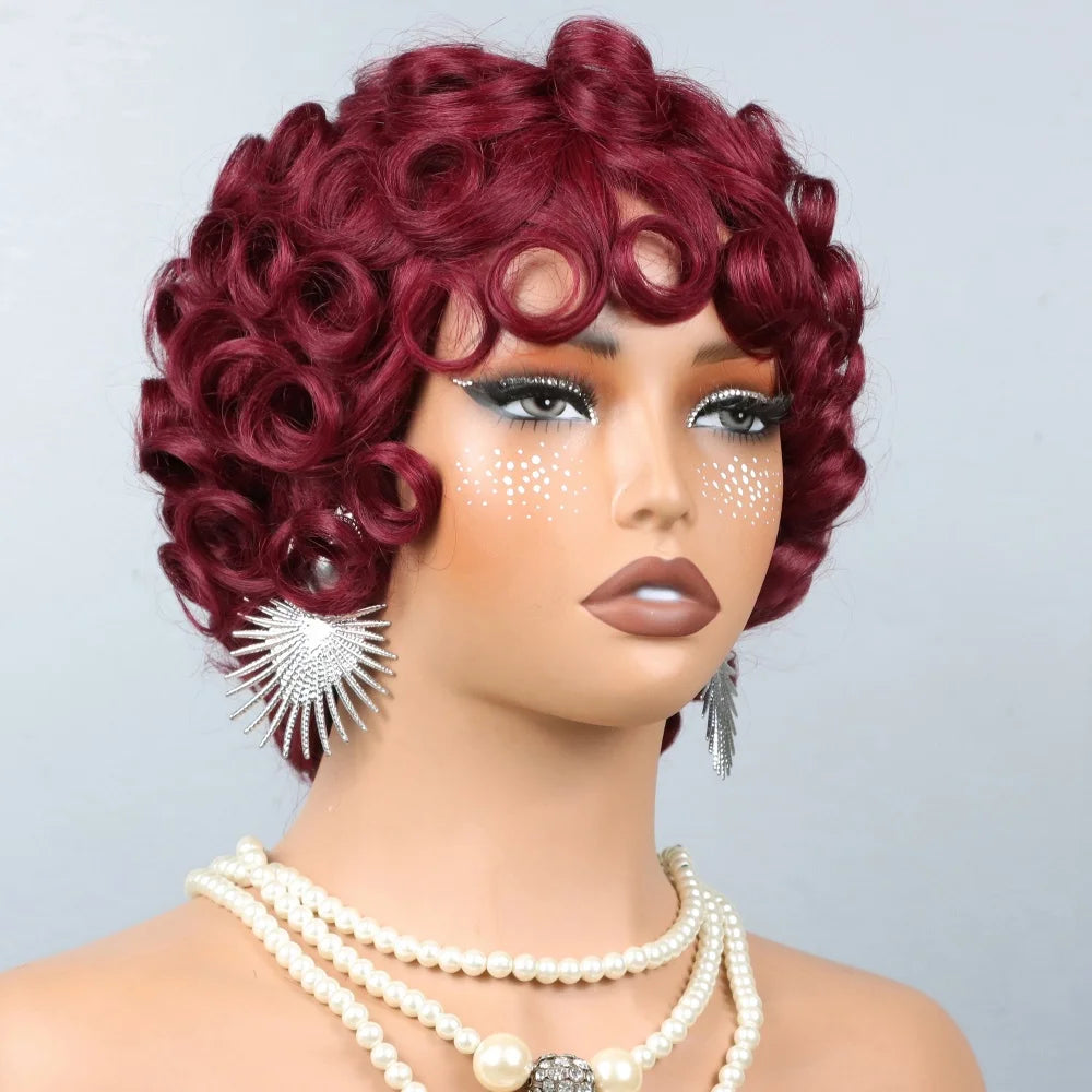 Short Curly Pixie Cut Human Hair Wig for Women - Brazilian Remy #27