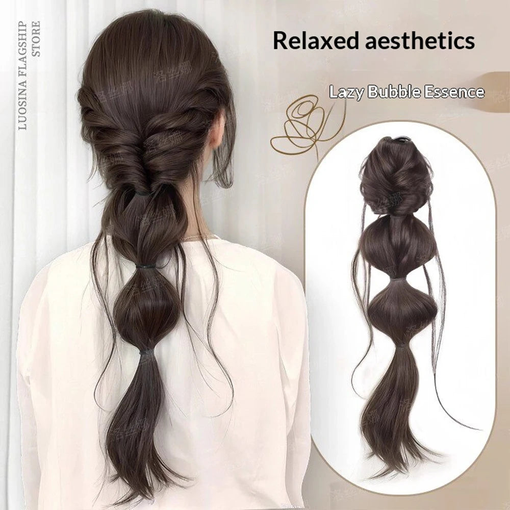 Claw Clip Fluffy Bubble Braid Ponytail – Heat Resistant Synthetic Hair Extension