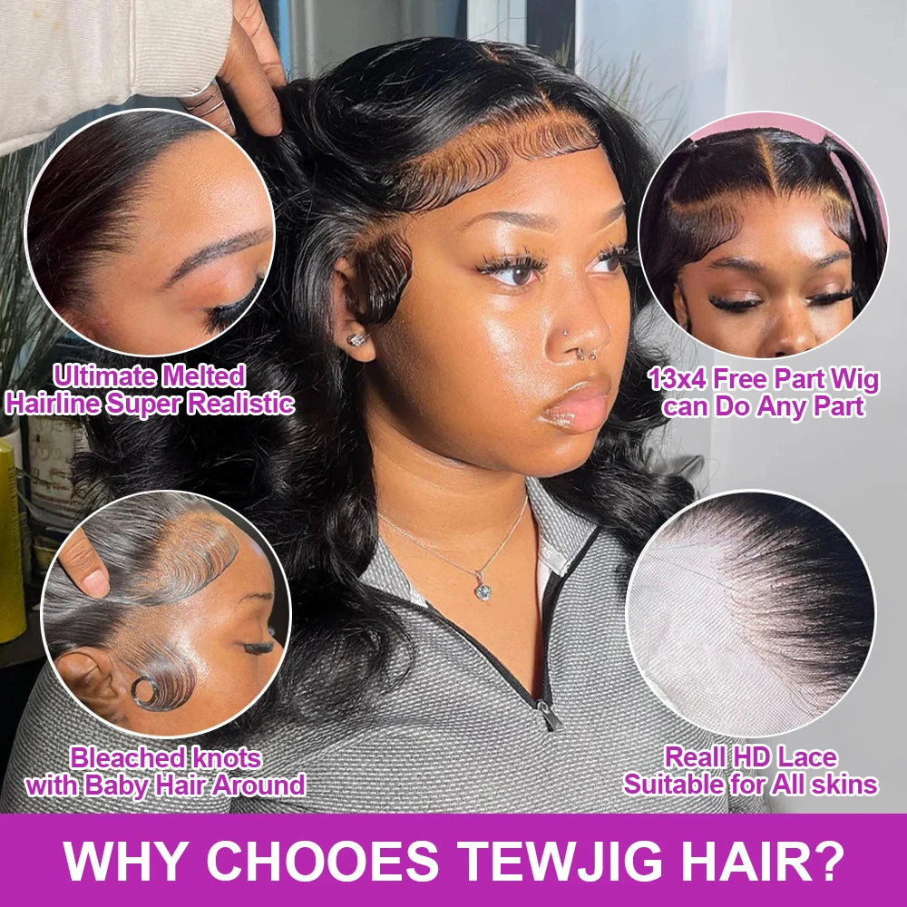 No Glue Body Wave Short Bob 7x5 Glueless Wigs Human Hair 250 Density Wavy 13x4 13x6 HD Lace Frontal Wig Preplucked for Women