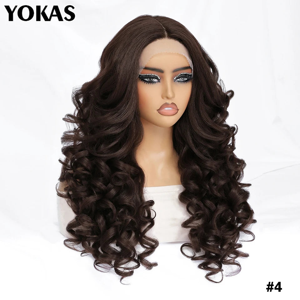 Glamour 24" Chocolate Brown Curly Wig | Natural Hairline Synthetic Lace Front Afro Style