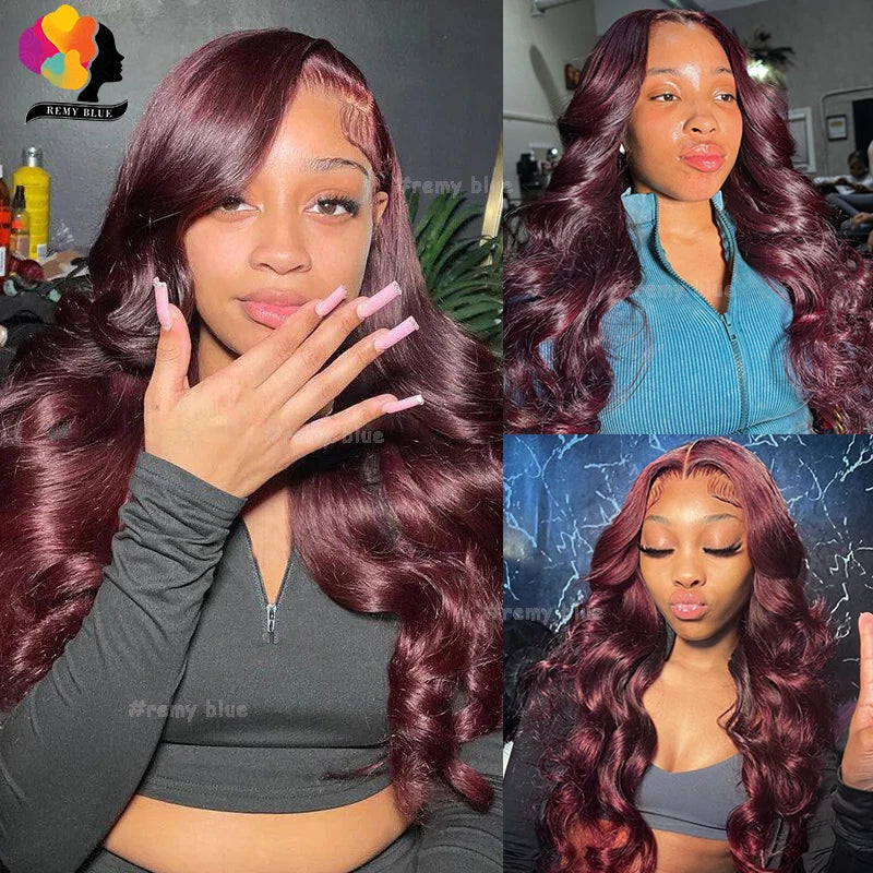 Burgundy 99J Body Wave Lace Frontal Wig – 13x6 HD Lace Human Hair