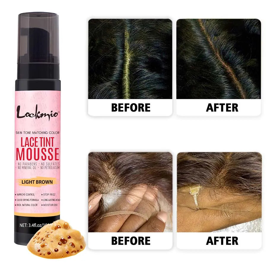 LOCKMIO Natural Lace Tint Spray & Mousse – Invisible Skin-Fitting Wig Dye Mist for Lace Frontals & Mesh