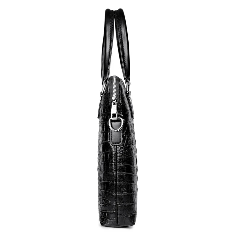 Luxury Crocodile-Embossed Leather Briefcase | Designer Laptop & Business Bag