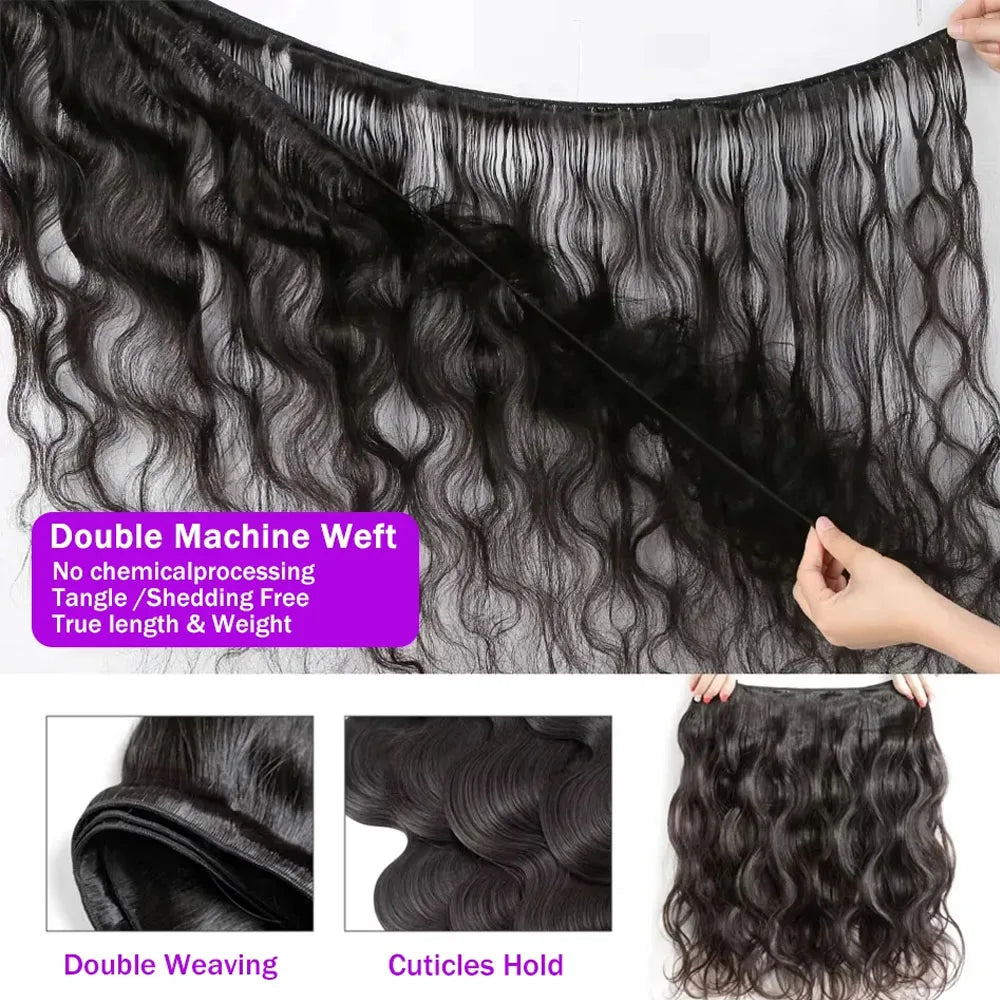 Premium Brazilian Virgin Body Wave Hair | 100% Human Hair Weave Extensions – Natural Black