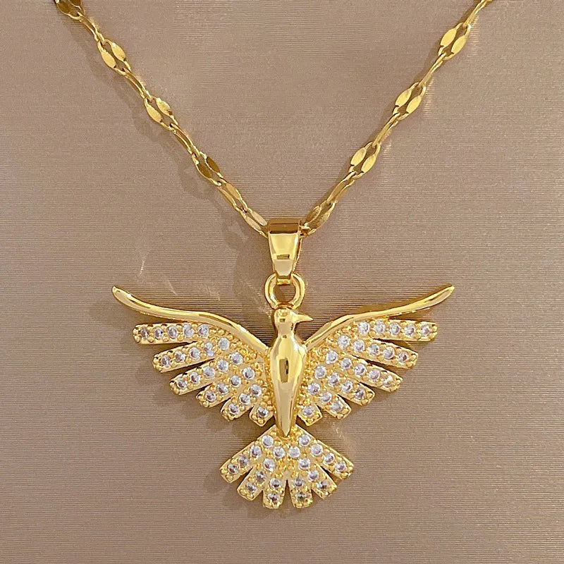 Stainless Steel Phoenix Eagle Pendant Necklace