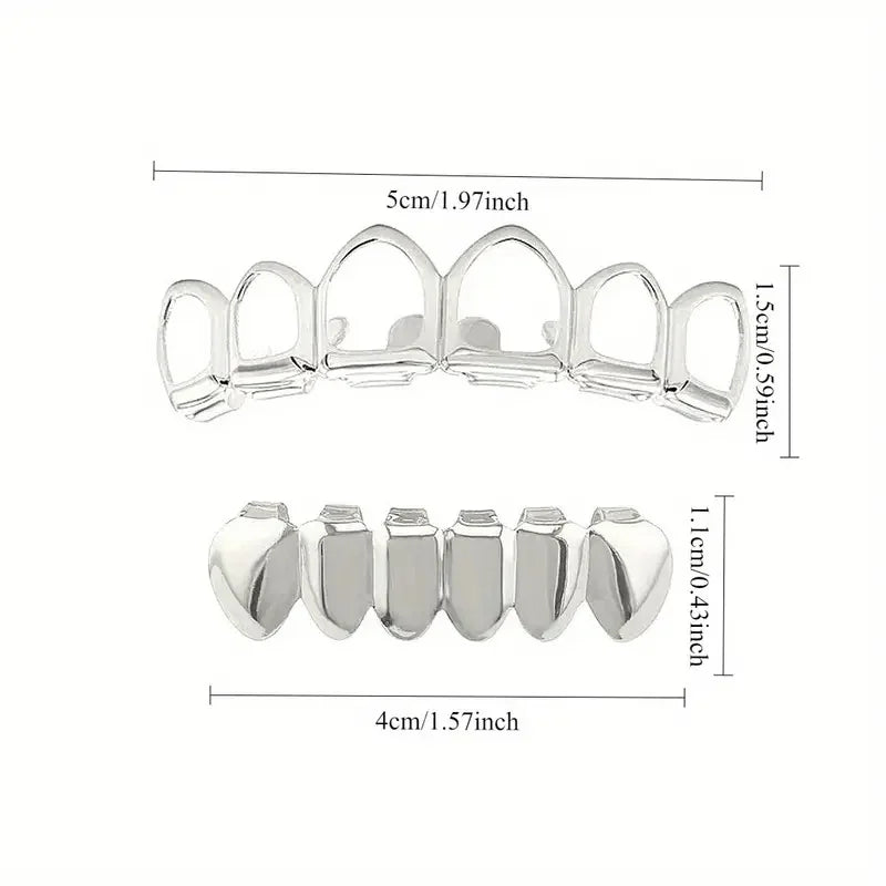 Six-Tooth Bottom Grillz | Hollow-Out & Smooth Lower Teeth Cap Set