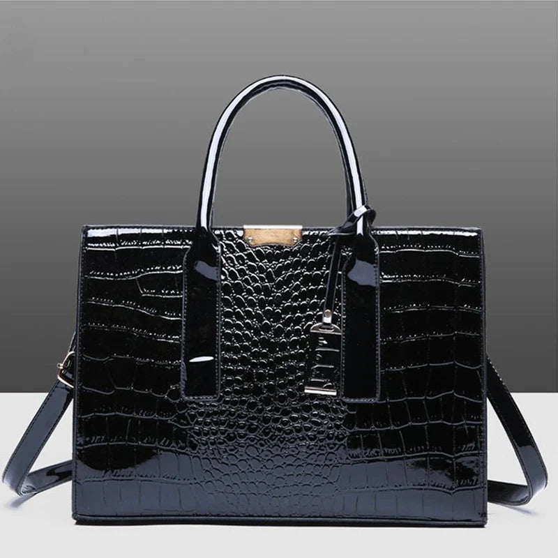 Luxury Crocodile Pattern Handbag – Spacious Top-Handle Tote for Women