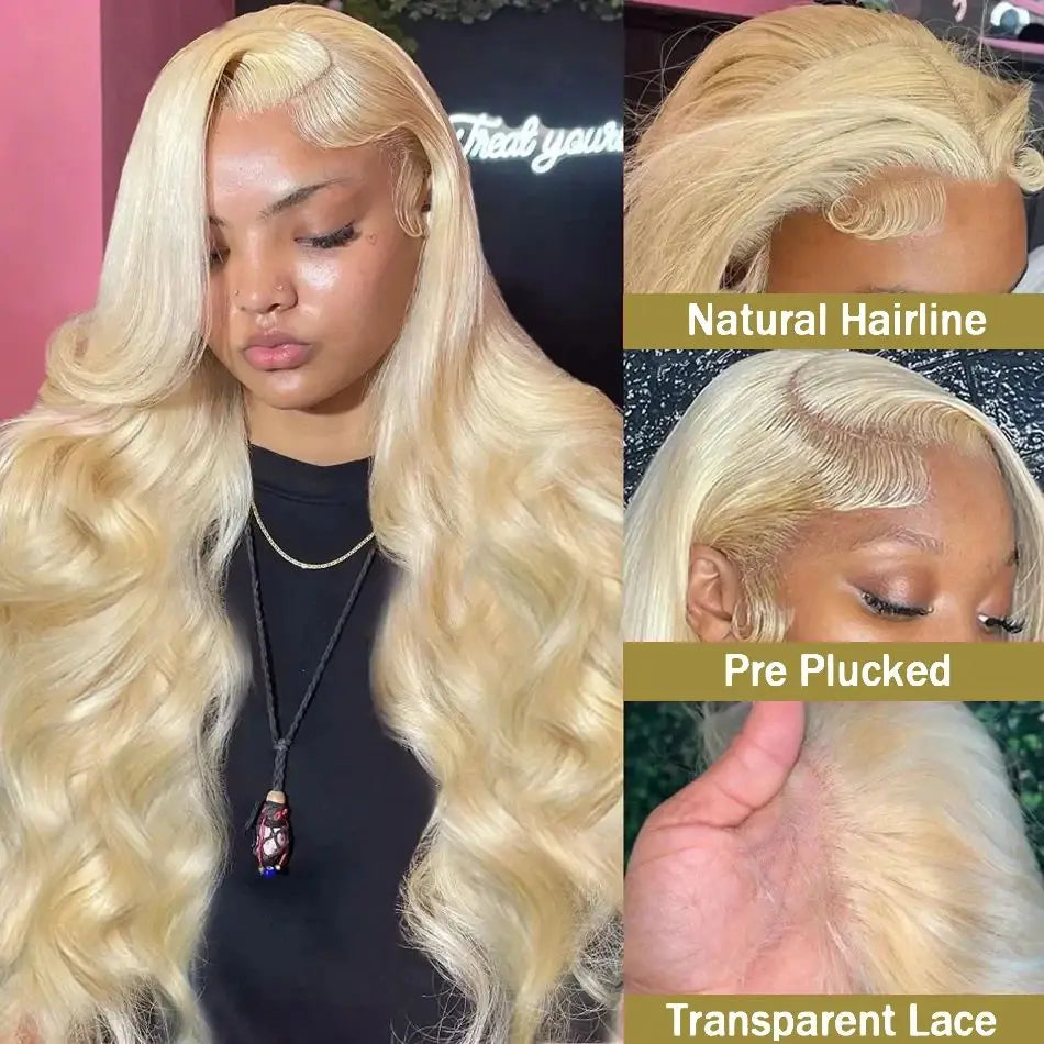 40" 613 Blonde Body Wave HD Transparent 13x6 Lace Front Human Hair Wig