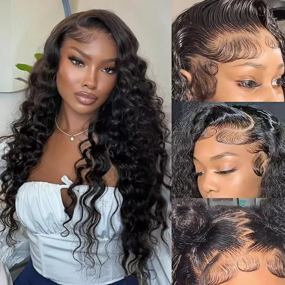 HD Lace Frontal Wig – 13x6 Loose Deep Wave Burmese Human Hair Wig, Pre-Plucked Natural Color