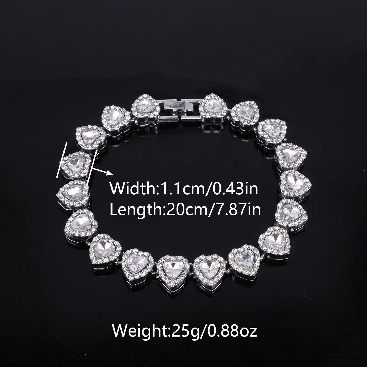 Iced-Out CZ Tennis Chain & Bracelet Set – Hip Hop Heart Pendant Jewelry