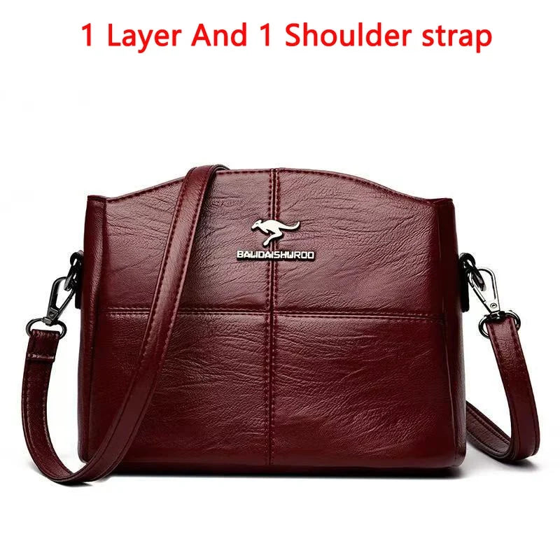 Versatile Large Capacity Shoulder Bag - Soft Leather Fashion Print Crossbody Bag for Leisure & Work