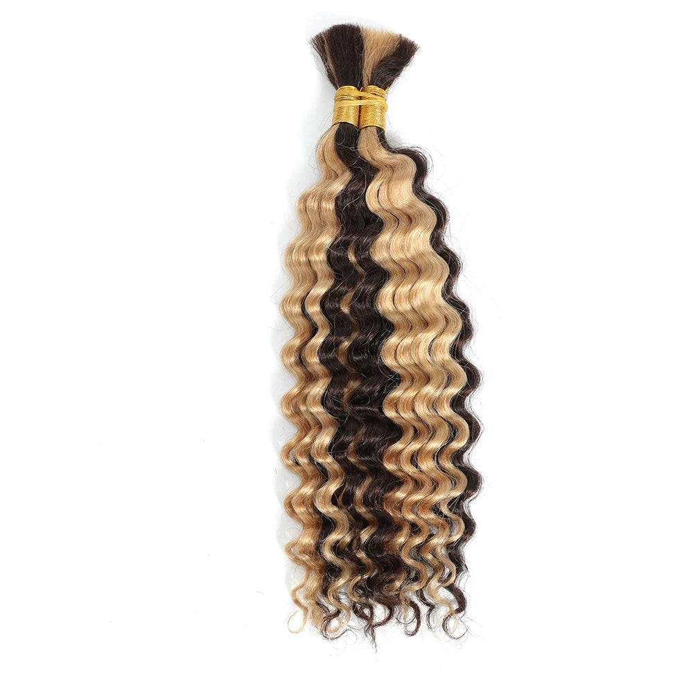 Human Braiding Hair for Boho Braids - 100g Deep Wave Bulk Human Hair (No Weft)
