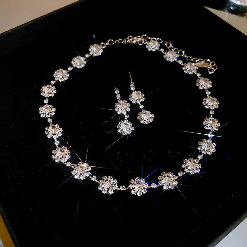 Vintage Pearl & Rhinestone Jewelry Set | Matching Choker Necklace & Earrings