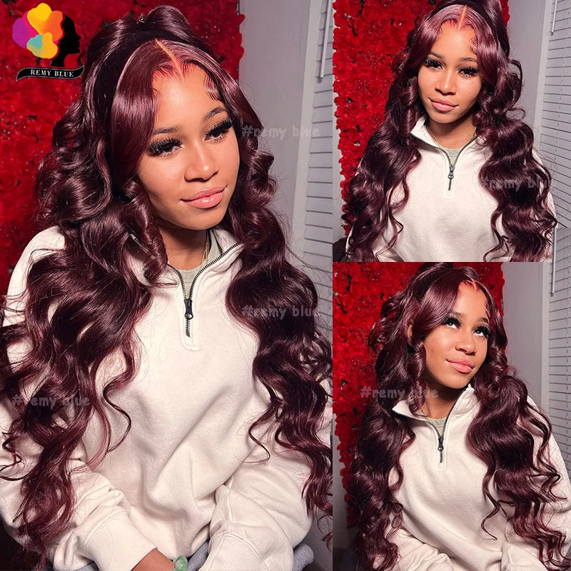 Burgundy 99J Body Wave Lace Frontal Wig – 13x6 HD Lace Human Hair