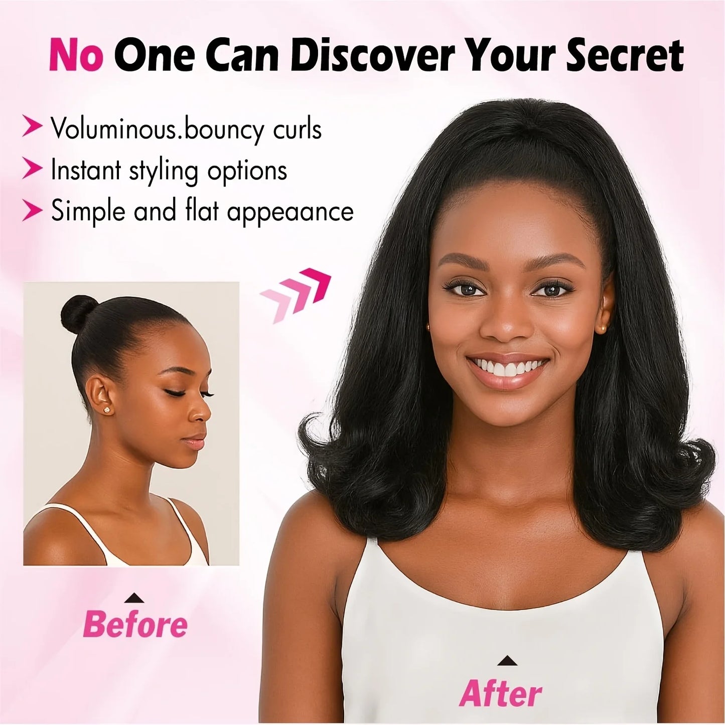 Kinky Straight Drawstring Ponytail Extension for Afro Hair – Natural Black Synthetic Ponytail Hairpiece