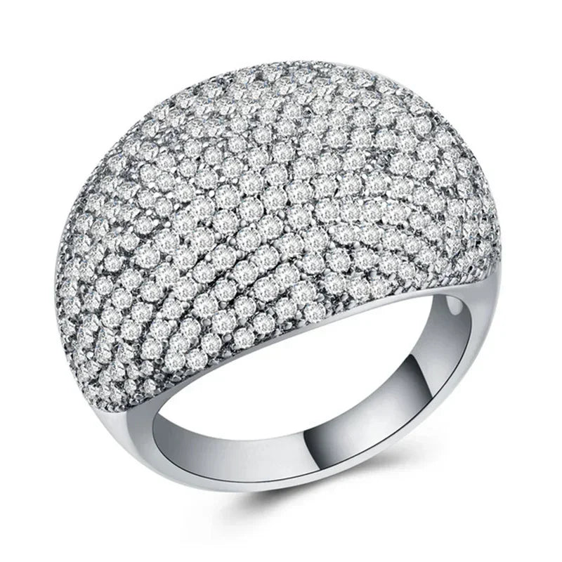 Iced Out Cubic Zirconia Ring – Hip Hop Bling Statement Ring for Men