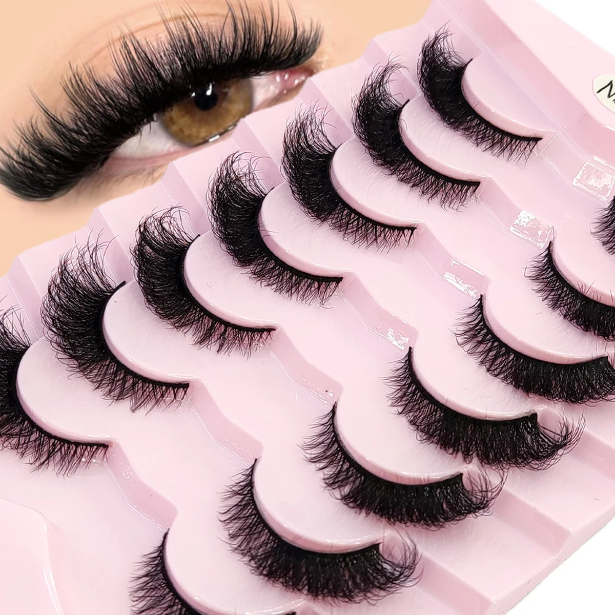 3D Fluffy Cat Eye Lashes – Soft, Wispy Natural Glam (5-Pair Set)