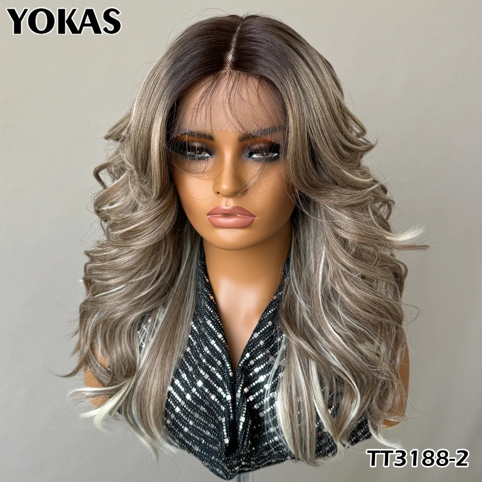 18" Body Wave T-Part Synthetic Lace Front Wig with Baby Hair – Heat Resistant