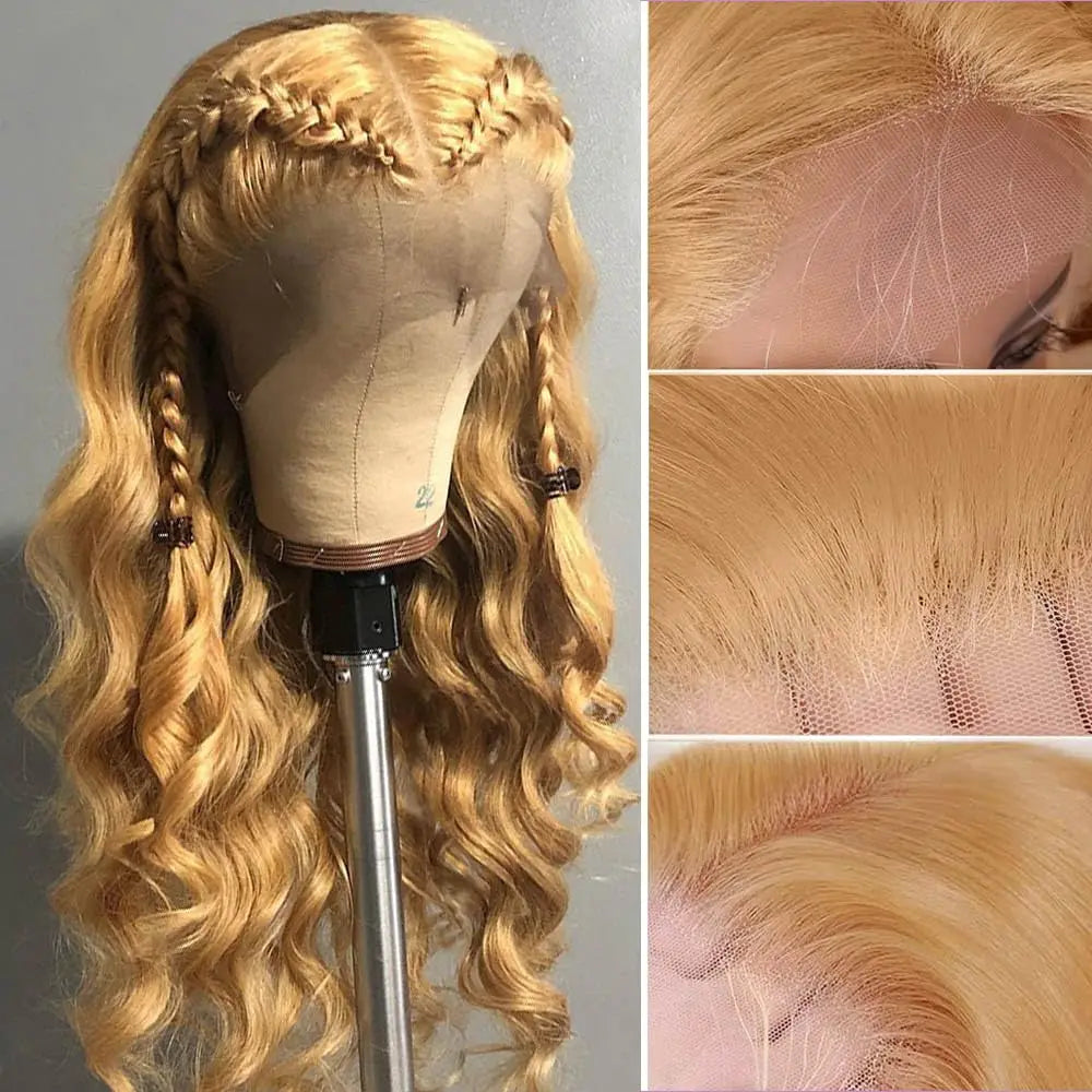 Honey Blonde Body Wave 13x6 HD Lace Frontal Wig – 210% Density #27 Brazilian Human Hair