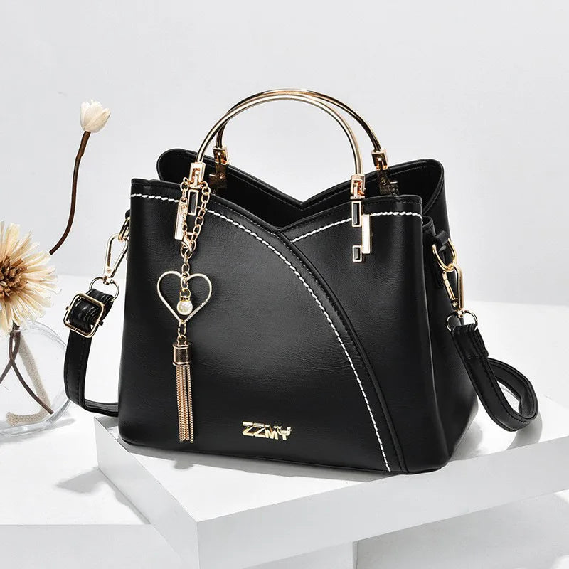 Chic Color-Block Bucket Bag – Korean-Inspired Large Capacity Crossbody & Shoulder Handbag