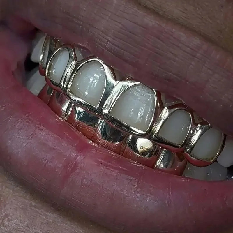 Six-Tooth Bottom Grillz | Hollow-Out & Smooth Lower Teeth Cap Set