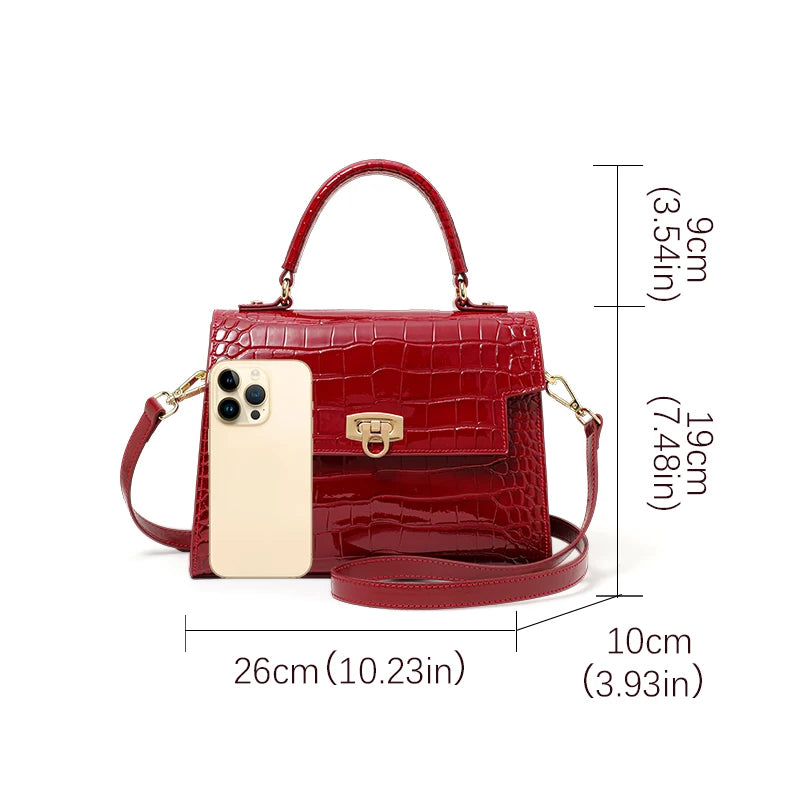 Luxury Croc-Embossed Leather Handbag – Premium Shoulder & Crossbody Purse for Women