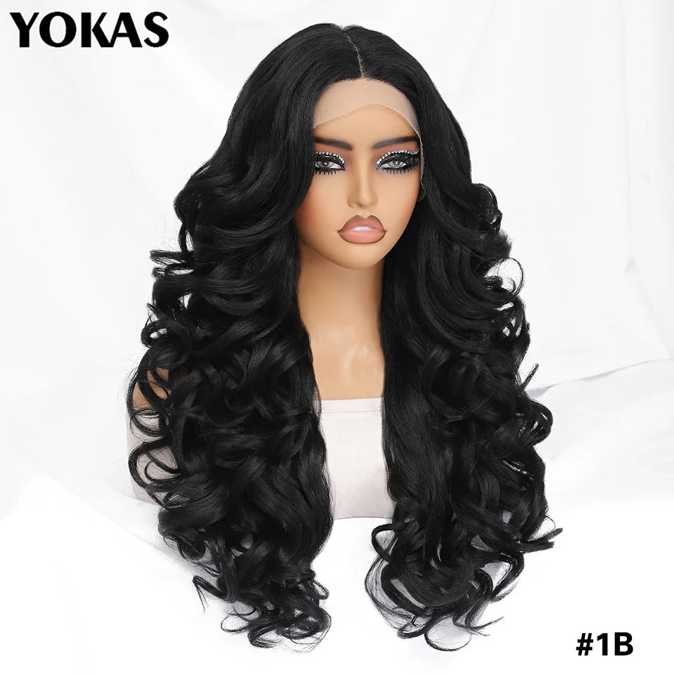 Glamour 24" Chocolate Brown Curly Wig | Natural Hairline Synthetic Lace Front Afro Style