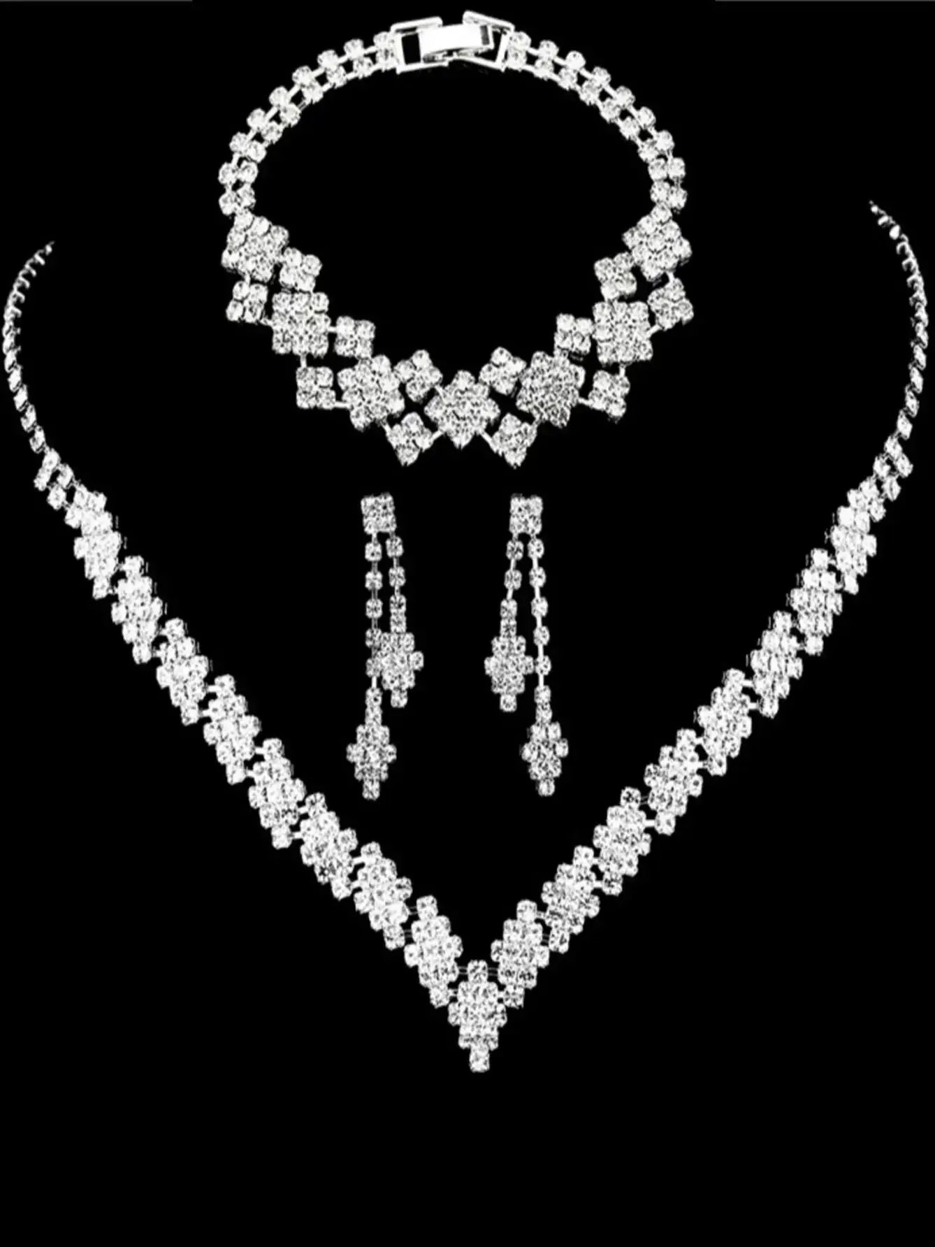 "Seraphina" Rhinestone Tassel Necklace & Earrings Set