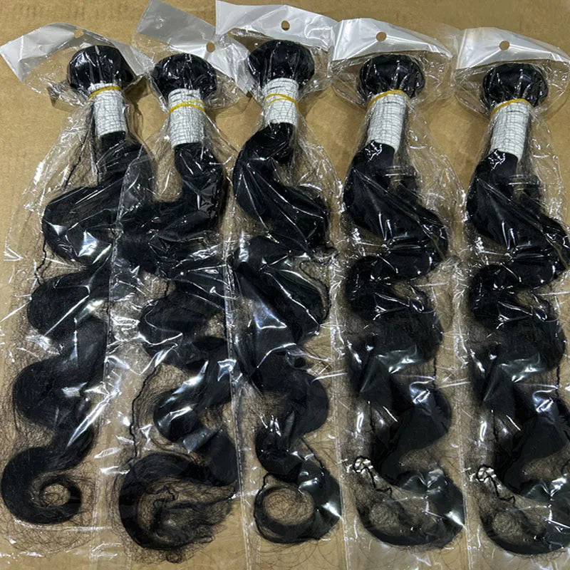 14A Body Wave Human Hair Bundles – Brazilian Natural Black Virgin Hair Weave Extensions (3–4 Bundles Set)
