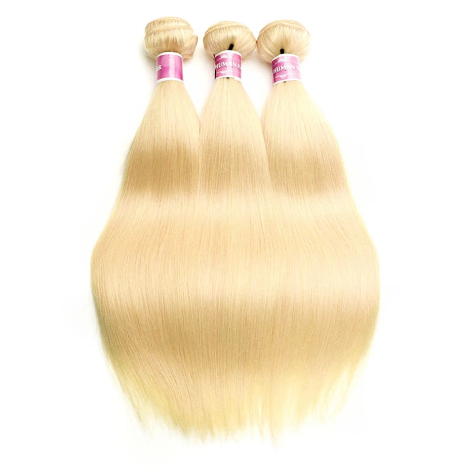 Brazilian 613 Blonde Straight Bundles (1/3/4 Bundle Deals) – 100% Remy Human Hair, 30-40 Inch lengths