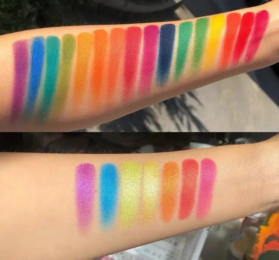 Long-Lasting 39-Color Rainbow Palette | Neon Glitter Eye Makeup by Beauty Glazed