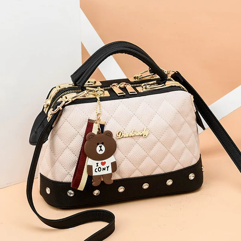 Luxury Rivet Designer Crossbody Bag – Elegant Small Square Shoulder Handbag