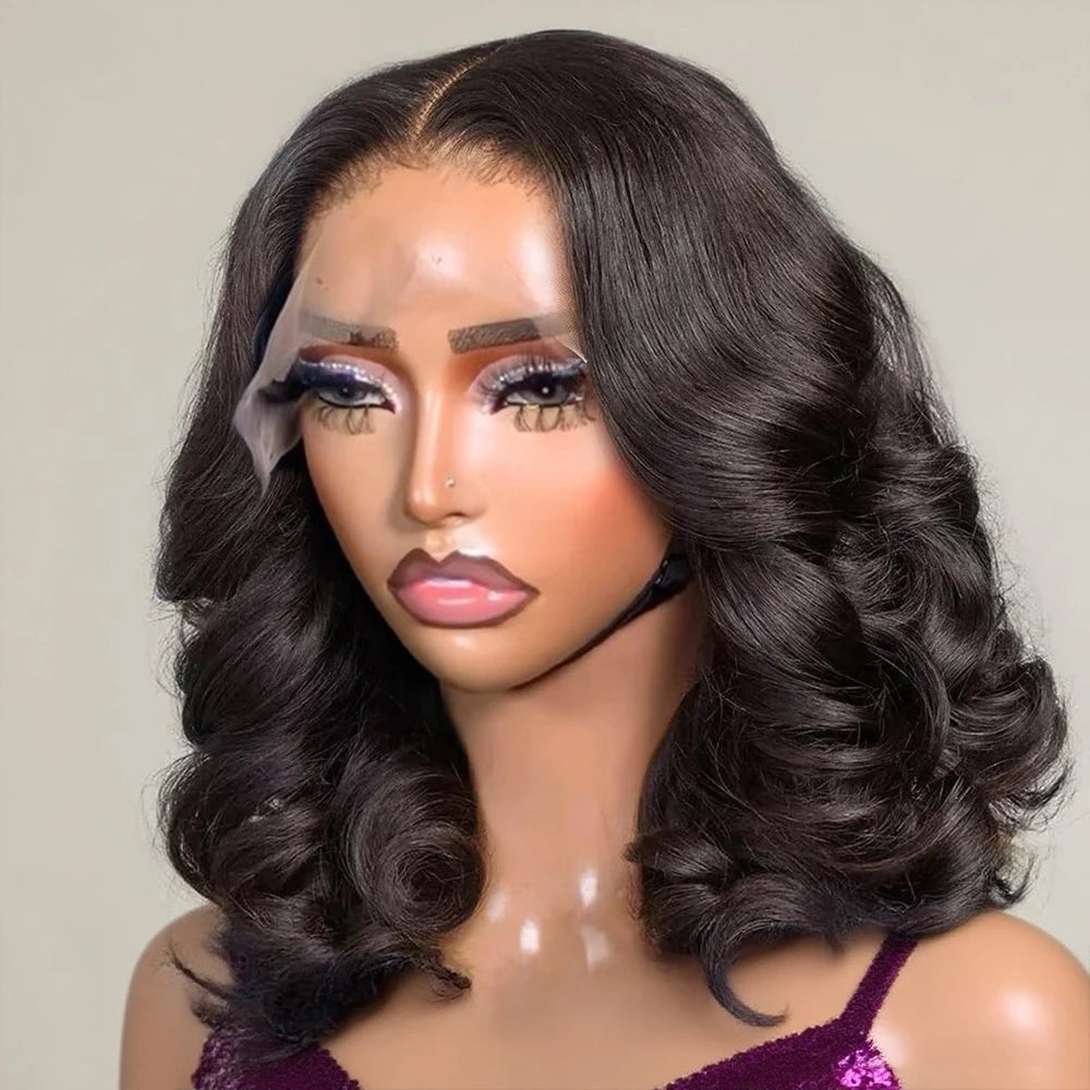 No Glue Body Wave Short Bob 7x5 Glueless Wigs Human Hair 250 Density Wavy 13x4 13x6 HD Lace Frontal Wig Preplucked for Women