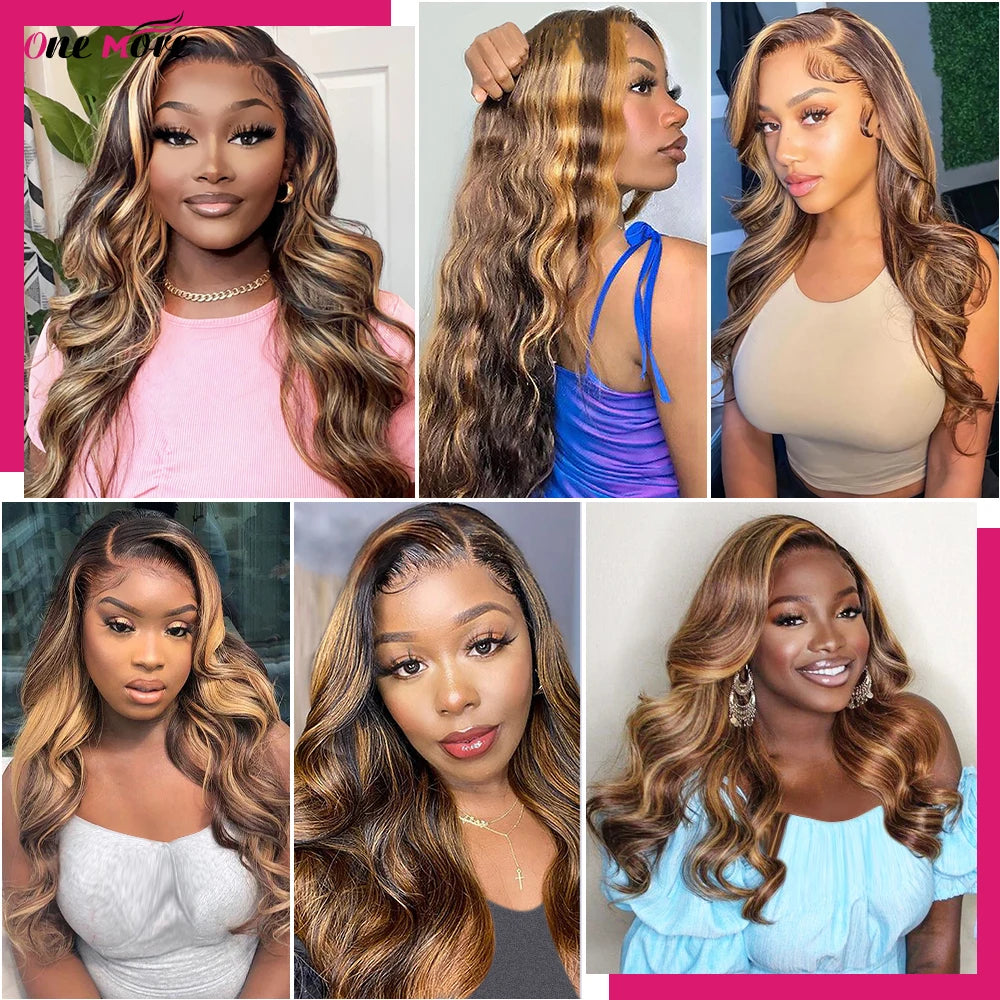 Honey Blonde Highlight Body Wave Bundles with 5x5 HD Lace Closure | P4/27 Ombre Brazilian Human Hair