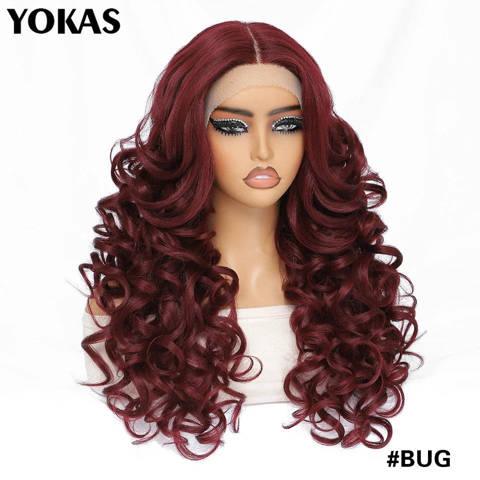 Glamour 24" Chocolate Brown Curly Wig | Natural Hairline Synthetic Lace Front Afro Style