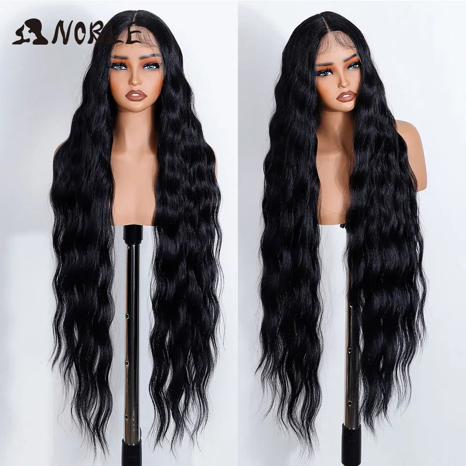 36" Long Body Wave Synthetic Lace Front Wig – Ombre Blonde & Golden