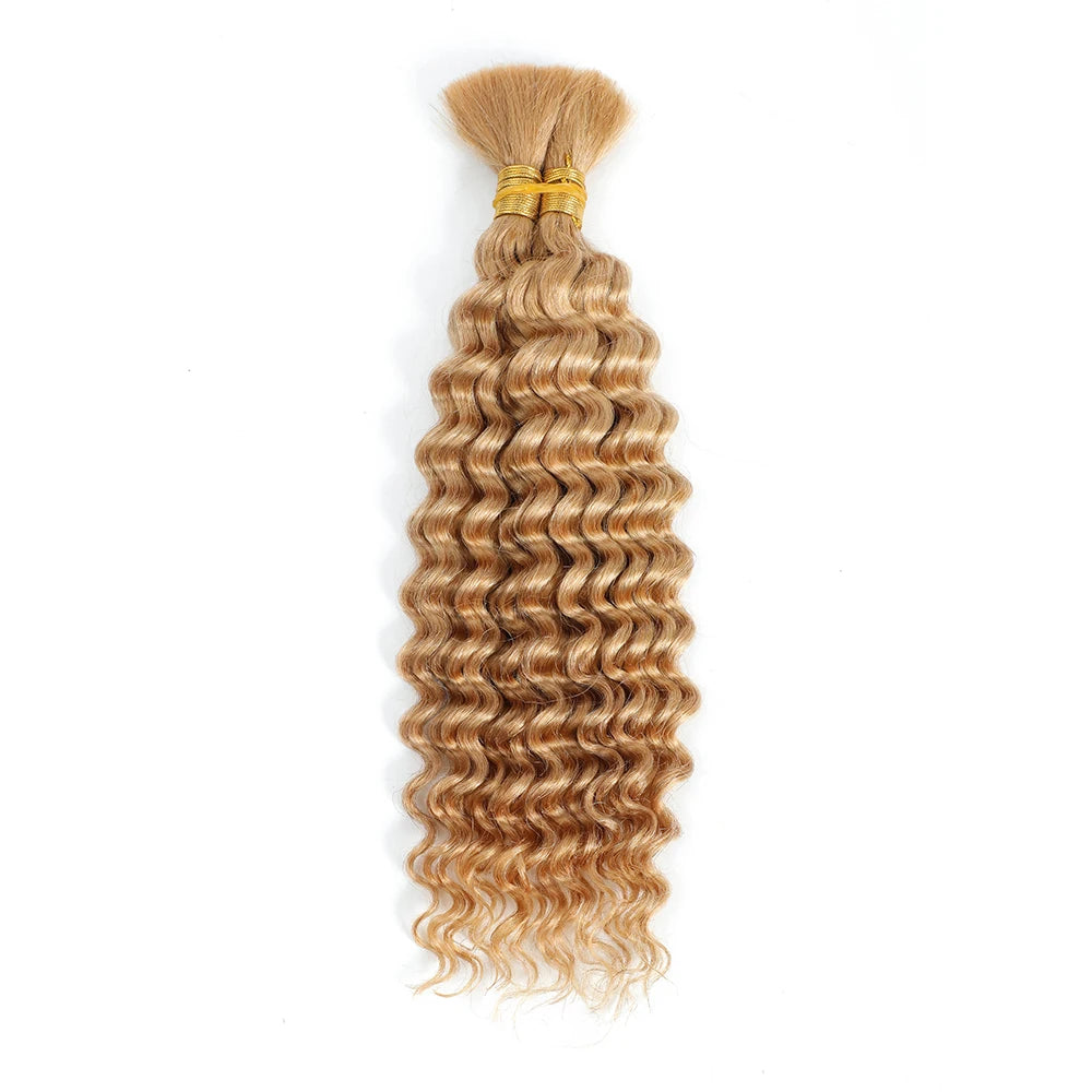 Human Braiding Hair for Boho Braids - 100g Deep Wave Bulk Human Hair (No Weft)