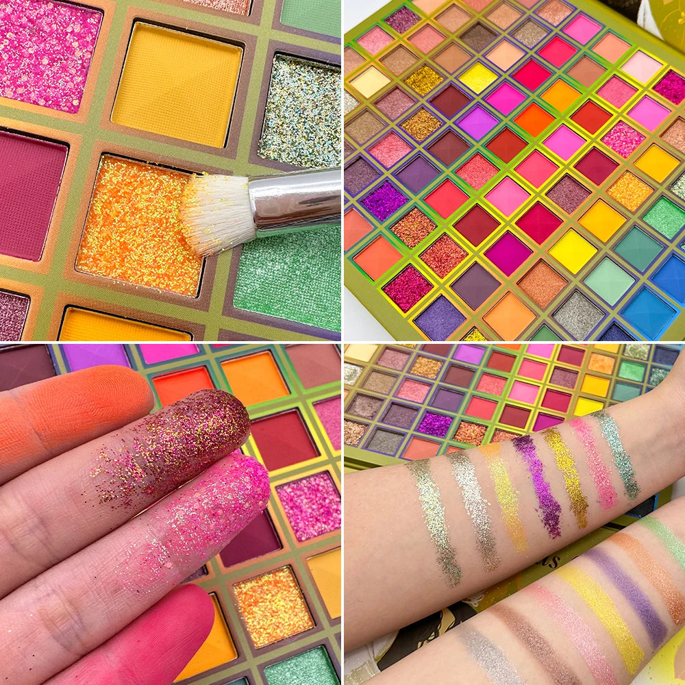 Luxury 99-Color Rainbow Eyeshadow Palette – Ultra-Pigmented Matte & Flash Shades – Bold Glam Makeup Kit